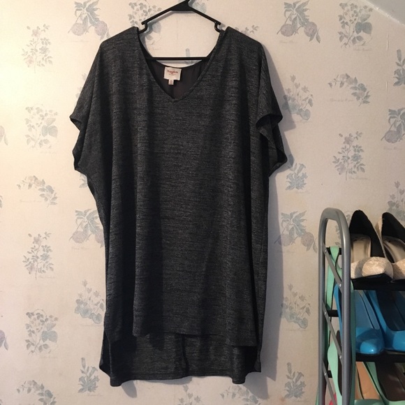 Hayden Tops - Charcoal Gray Hi-lo Top with Mesh Panel in Back